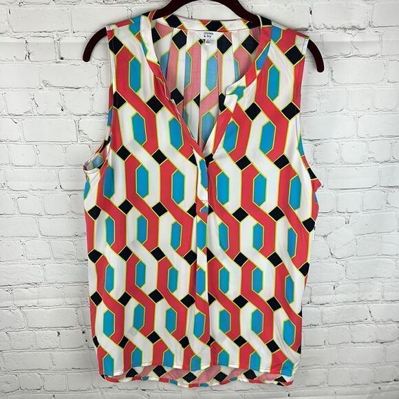 Crown & Ivy Women’s Sleeveless Multicolor V Neck Top Size XL NWT - Picture 1 of 6